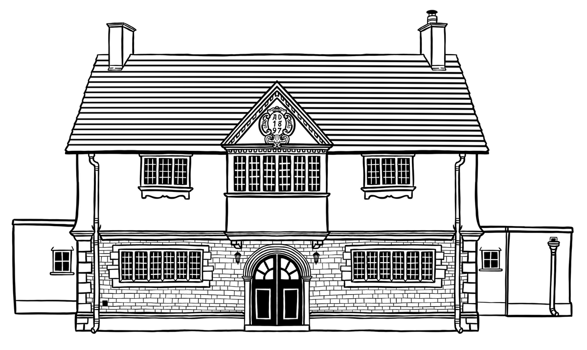 Line illustration of The Slow & Steady pub building
