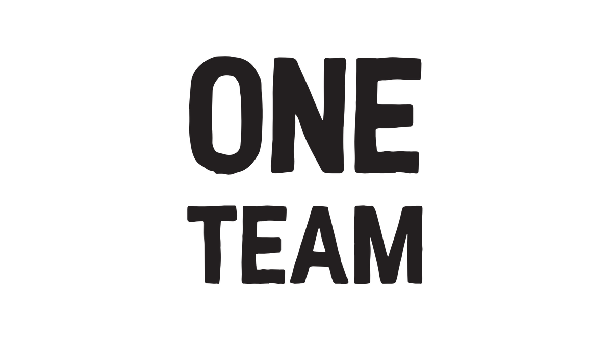 "One Team" text graphic
