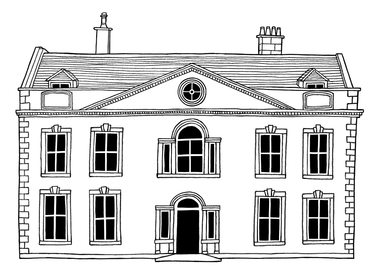 Line illustration of The Part & Parcel pub building